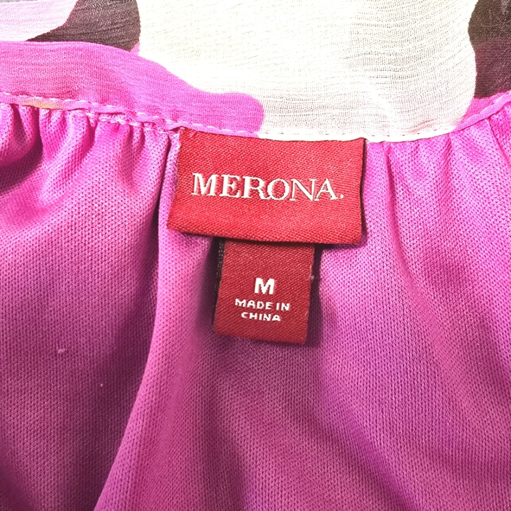 2/$30 Merona Pink &‎ Green Floral Halter Dress Size M Tropical Abstract - Picture 11 of 13